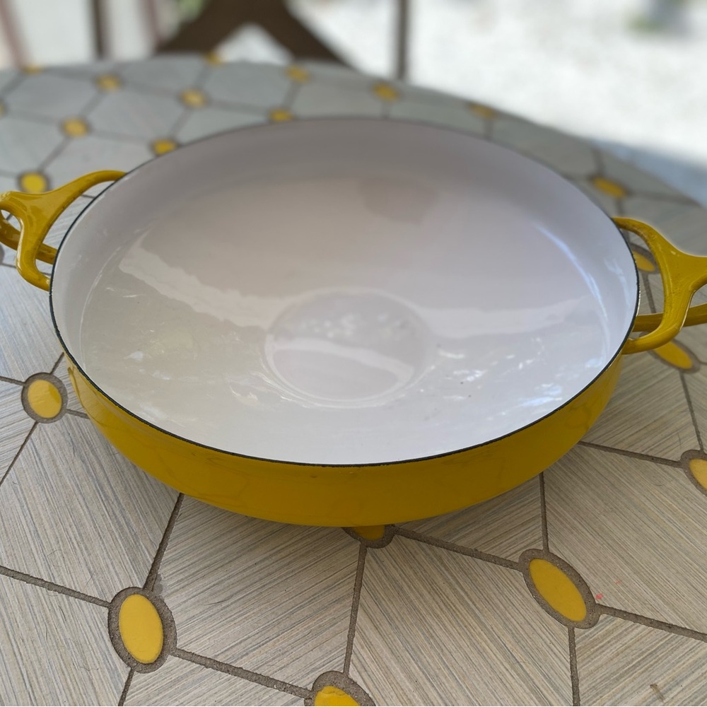 Vintage Dansk Paella Pan - Yellow Enamel Cast Iron Pan
